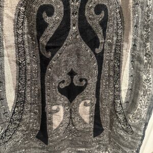 Valentino Ornate Black and Gray Scarf